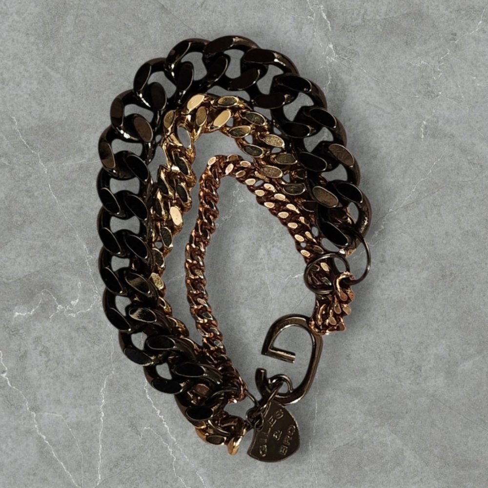 Giles & Brother Gold Tone & Black Chain Bracelet